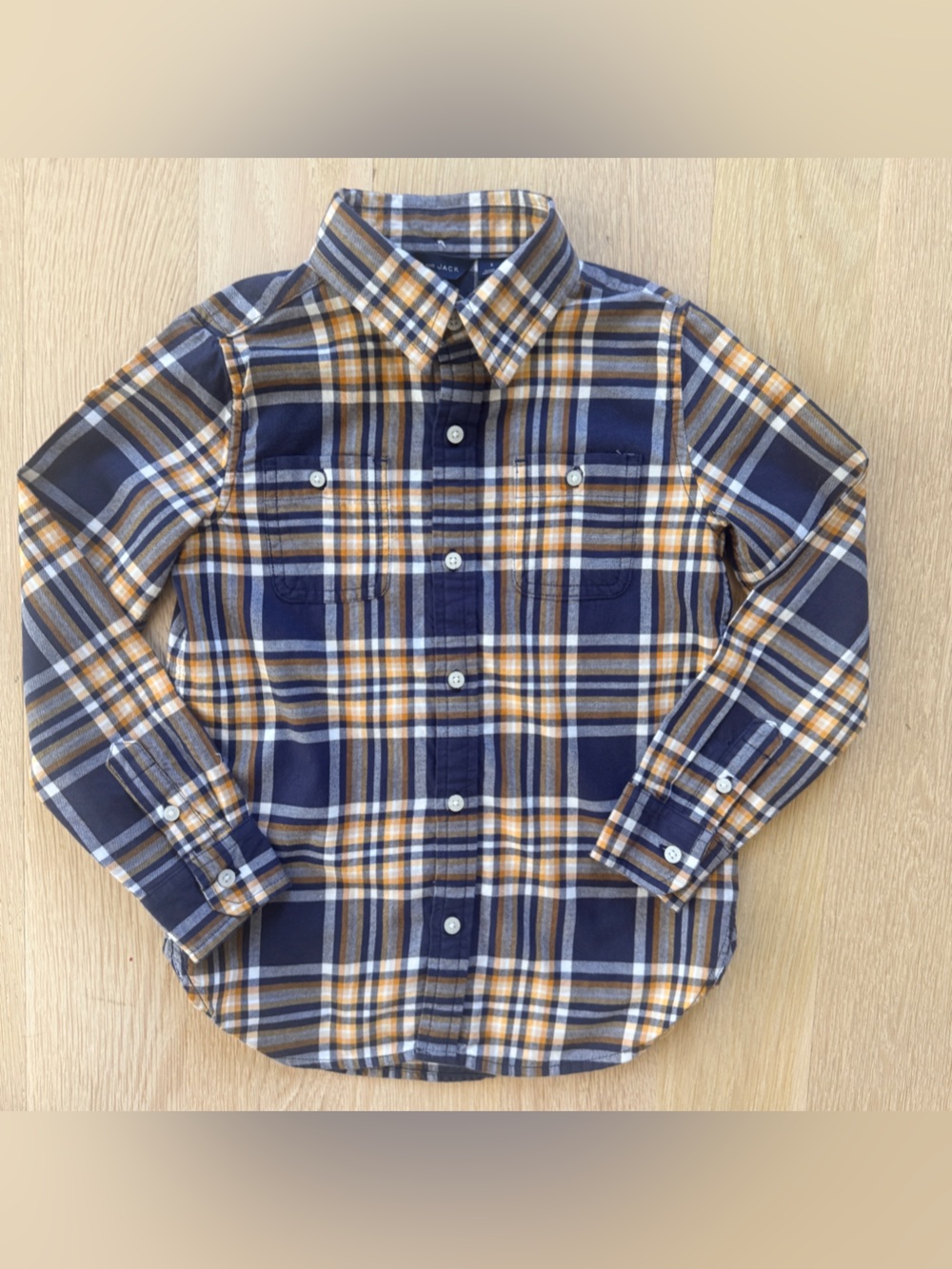 Janie and Jack Kids Navy & Yellow Plaid Button-Up Shirt - Size 6
